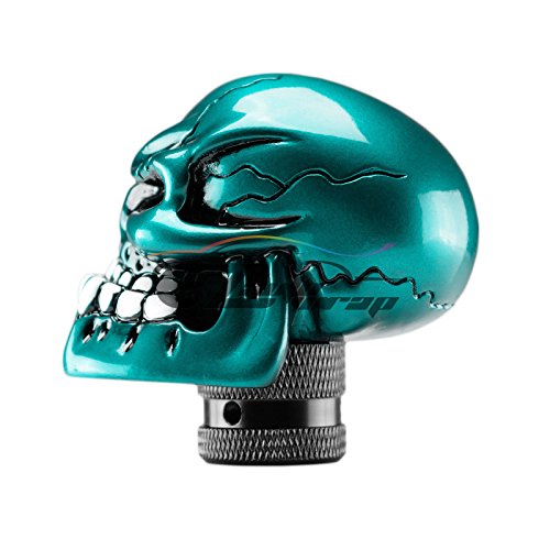 EZAUTO WRAP Teal Universal Manual Wicked Skull Head Gear Stick Car Shift Knob Shifter Halloween - color: Teal