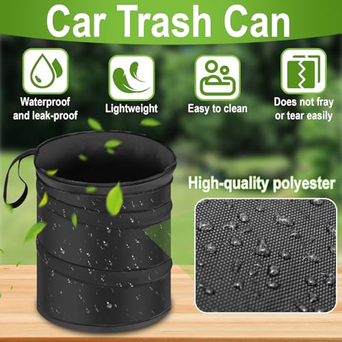 ecocstm 2 PCS Car Trash Can, Collapsible Pop-up Car Garbages Can, Car Accessories Portable Garbage Bin with Elastic Band, Waterproof Small Garbage Can for Back Seat Front Seat, for Outdoor Traveling