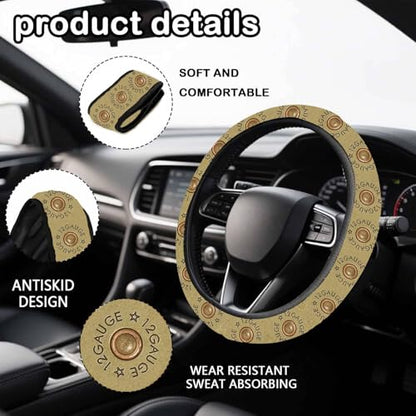 Skull Steering Wheel Cover,Non-Slip Breathable Neoprene Steering Wheel Covers,Horror Car Accessories and Car Decor,Skull Skeleton Gifts for Women,Men Universal 15 Inch Fit Auto,SUV,Truck