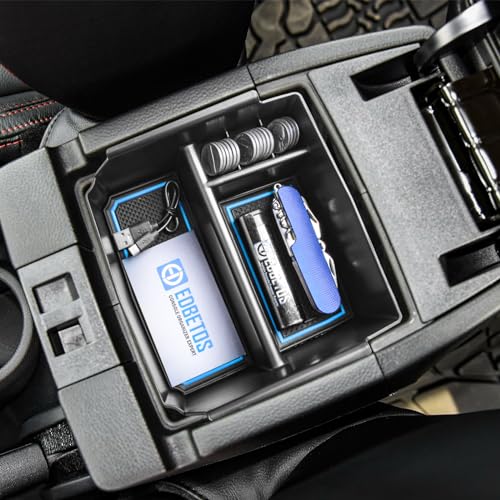 Center Console Organizer Tray Compatible with Jeep Wrangler JK/JKU 2011-2018 Rubicon Sport Sahara Accessories Armrest Storage Glove Box, (Blue Trim)