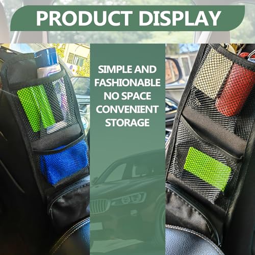 2 PCS Car Seat Side Organizer, Multifunctional Stuff Holder with Mesh Net Pocket, Auto Seat Storage Hanging Bag For Cars, SUVs, Trucks. Can Hold Mobile Phone, Wallet, Glasses (Black)
