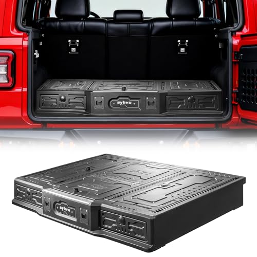 MagicBox Car Trunk Organizer for 2021-2025 Ford Bronco 4-Door, Heavy-Duty PE Storage Drawer with Hidden Lock, Fold-Flat SUV Sleeping Platform & Cargo Management System