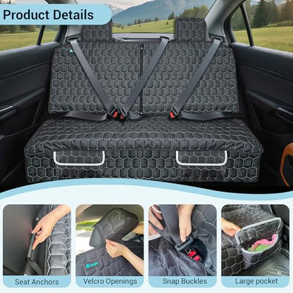 Meginc Dog Seat Covers for Tesla Model Y, Heavy Duty Bench Seat Cover with Headrest for Model Y, Non Slip Waterproof Back Seat Cover for Cars Armrest Compatible Car Seat Protector for Kids and Dogs - size: Bench-model Y