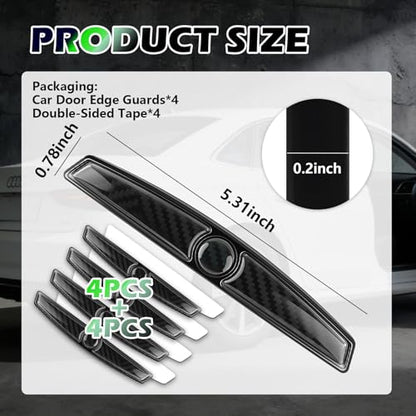 4PCS Carbon Fiber Car Door Edge Protector | Thickened Shark Blade Shape,Self-Adhesive Anti-Scratch Car Door Protector Edge Guard