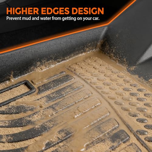 Floor Mats for Ford F-150 F150 SuperCrew/Crew Cab with 1st Row Bucket Seats 2010-2014 (Not for SuperCab or Regular Cab), Heavy Duty TPE All Weather Protection Waterproof Non-Slip (Two-Row Floor Mats) - style: 06) For Ford F-150 F150 SuperCrew/Crew Cab | 2
