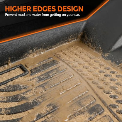Floor Mats for Ford F-150 F150 SuperCrew/Crew Cab with 1st Row Bucket Seats 2010-2014 (Not for SuperCab or Regular Cab), Heavy Duty TPE All Weather Protection Waterproof Non-Slip (Two-Row Floor Mats) - style: 06) For Ford F-150 F150 SuperCrew/Crew Cab | 2