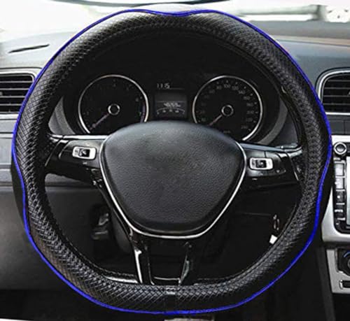 Mayco Bell Flat Bottom Steering Wheel Cover Anti-Slip,Safety,Soft,Breathable,Durable,Full Surround,Comfortable Grip Microfiber Leather (D Shape, Black Dark Blue) - color: Black Dark Blue, size: D Shape