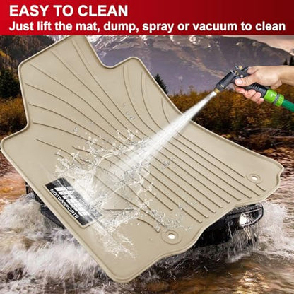 IKON MOTORSPORTS, Custom Fit Floor Mats Compatible with 2013-2018 Nissan Altima, Custom Fit Latex Rubber Heavy Duty All Weather Season Car Auto Front Rear Carpets Liner 5PC Beige