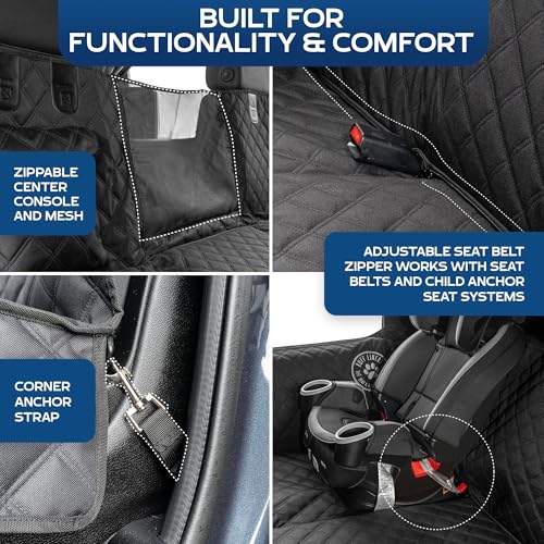XL Back Seat Extender for Dogs, Black – As Seen on Shark Tank – Flat Bridge Platform for Full-Size Trucks, Stable Base, 400lb Support, Waterproof – Rigid Back Seat Cover for Dogs