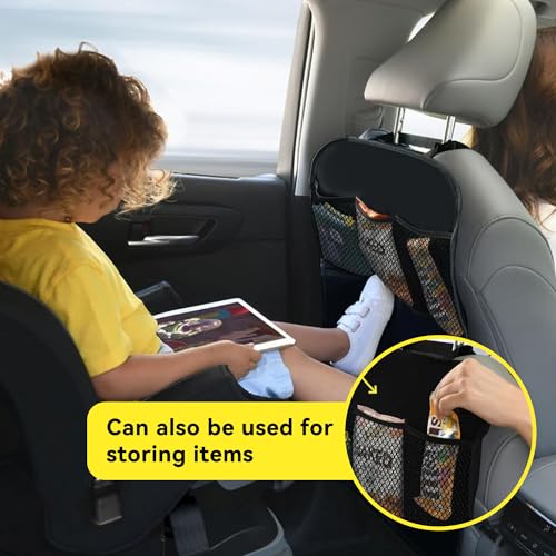 2 PCS Kick Mat Back Seat Protector, Waterproof Car Backseat Protective Kick Mat with 2 Mesh Pockets, Large Vehicle Seat Back Kick Mat Organizer for Kids, Car Accessories (2PCS)