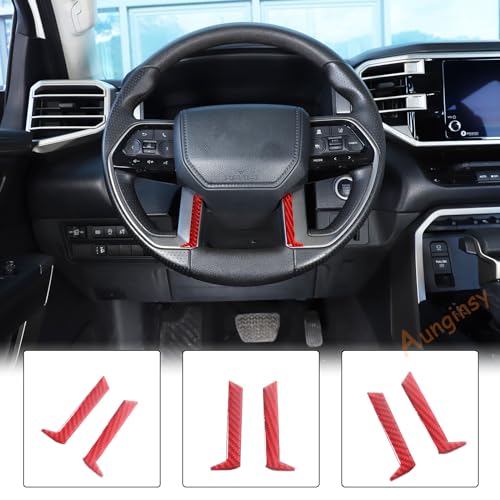 Car Steering Wheel Decoration Frame Cover Trim Compatible with Toyota Tundra/Sequoia 2022-2024 & Tacoma 2024 Carbon Fiber Center Console Steering Wheel Lower Panel Moulding Protect Sticker Accessories - size: Steering Wheel Lower Panel Strip Trim