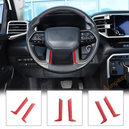 Car Steering Wheel Decoration Frame Cover Trim Compatible with Toyota Tundra/Sequoia 2022-2024 & Tacoma 2024 Carbon Fiber Center Console Steering Wheel Lower Panel Moulding Protect Sticker Accessories - size: Steering Wheel Lower Panel Strip Trim