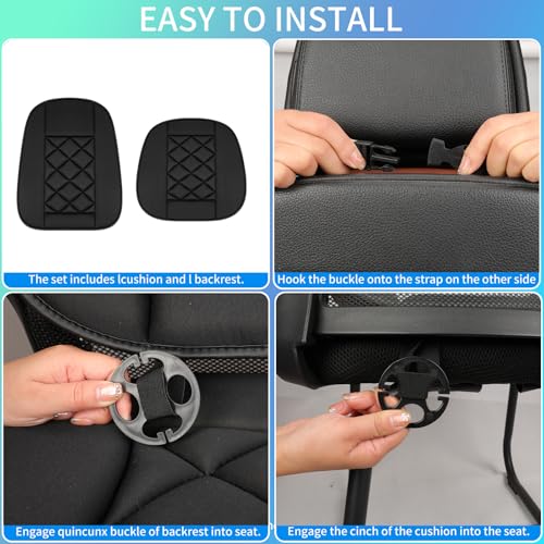 Car Seat Cushion with Back Support Pillow, Car Seat Cushion for Long Driving, Breathable Car Seat Protector, 1.2'' Thick Memory Foam Design for Pain Relief, Seat Pad for Car SUV Truck (Black) - color: Black