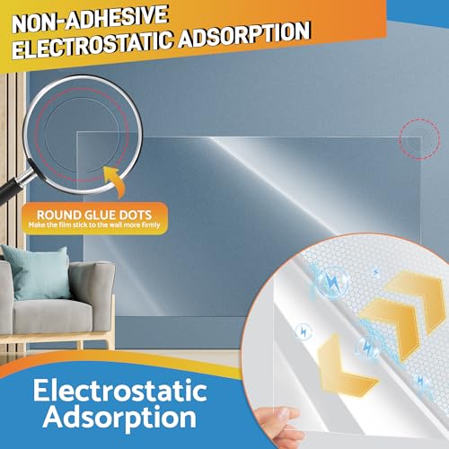 Clear Wall Protector, Electrostatic Wall Protective Film, Transparent Static Cling Plastic Stickers for Kitchen & Office from Bin, Chair Back, Furniture, Door, Dog, Cat 6.6 ft - size: 15.7inX6.6ft