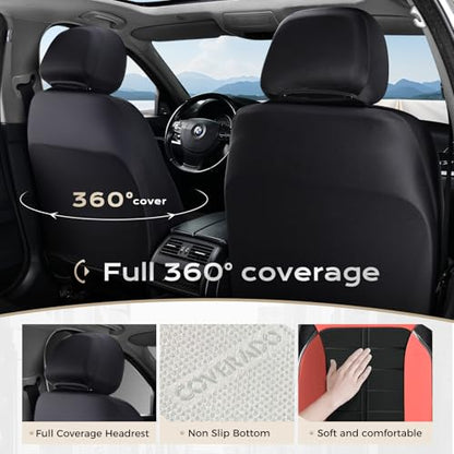 Coverado Leather Seat Covers Front and Rear Seat Cover 5 Seats Automotive Waterproof Car Seat Covers Universal Fit for Most Cars SUV Trucks, Red&Black - color: RedB, size: FullSet