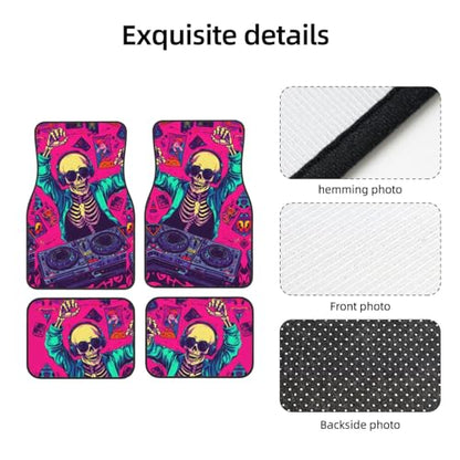 car Foot mat Skeleton DJ Non-Slip Carpet Mats for Cars & Trucks,Decorative Front & Rear Vehicle Foot Rugs,4-Piece Car Floor Mat Set,Universal fit Floor mats