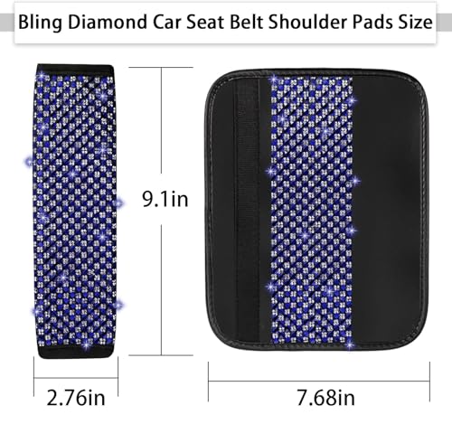 NBTEPEM 2 Pack Bling Car Seat Belt Covers, Diamond Seatbelt Shoulder Protection, Rhinestones Seat Belt Strap Cover Shoulder Pad, Universal Bling Car Interior Accessories Fit for Car/Truck/SUV(Blue) - color: Blue