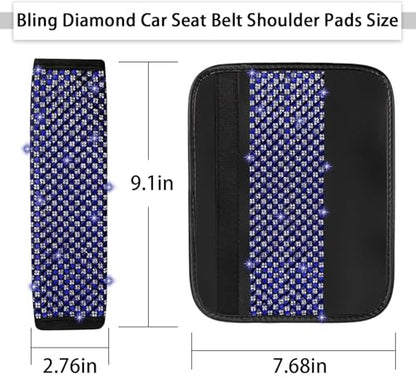 NBTEPEM 2 Pack Bling Car Seat Belt Covers, Diamond Seatbelt Shoulder Protection, Rhinestones Seat Belt Strap Cover Shoulder Pad, Universal Bling Car Interior Accessories Fit for Car/Truck/SUV(Blue) - color: Blue