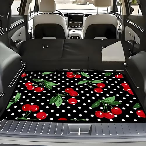 Universal Car Trunk Mat 29" x 39",Cherry Polka Dot Print All Weather Trunk Protection Cargo Liner, Durable Cargo Mat Rear Trunk Liner, Stylish Vehicle Interior Accessories Suitable for Most Car Models - color: Cherry Polka Dot
