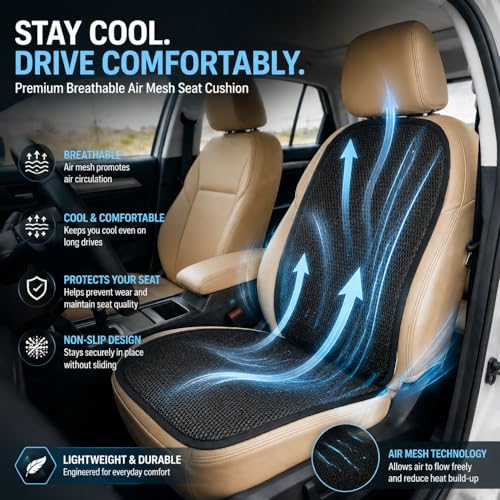 acdiac Summer Cool 3D Air Mesh Breathable Vented Car Seat Cushion Pad Set,Universal Auto Back Cooling Ventilated Seat Cover for Car SUV Truck Van Pickup (Black, 1 Pack seat pad +1 Pack Back Cushion) - size: 1 pack seat pad +1 pack back cushion