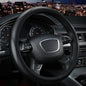 Steering Wheel Cover for Men Women, Universal 15 inch Microfiber Leather with Non-Slip Rubber Lining, Breathable Car Wheel Protector, Odorless, Durable, Black