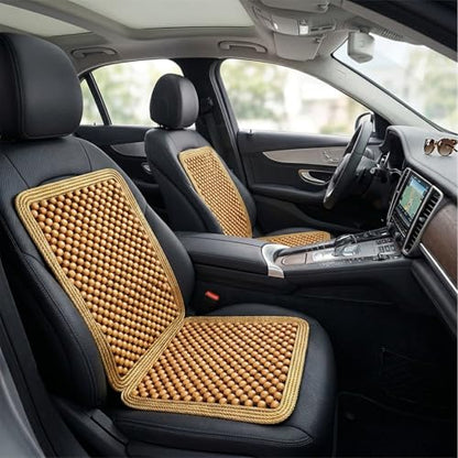 ZONETECH Wooden Beaded Car Seat Cover, Cooling Car Seat Cover Natural Double Strung, Massage Cushion Comfortable Beaded Seat Covers for Cars, Home and Office Car Seat Beads for Driving 2-Pack - size: 2-Pack