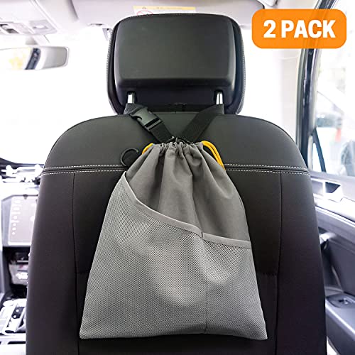 2PCS Car Garbage Can, Hanging Car Trash Bag with Waterproof Leakproof Lining - color: Gray