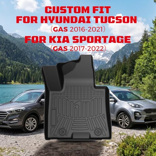 TPE Floor Mats Set for Hyundai Tucson 2021 2020 2019 2018 2017 2016, All Weather TPE Custom Fit Floor Liners & Cargo Liner & Backrest Mats, Car Floor Mats Accessoires.