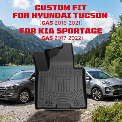 TPE Floor Mats Set for Hyundai Tucson 2021 2020 2019 2018 2017 2016, All Weather TPE Custom Fit Floor Liners & Cargo Liner & Backrest Mats, Car Floor Mats Accessoires.