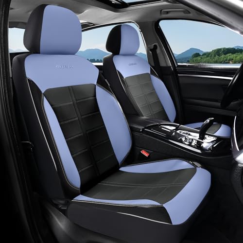 Coverado Leather Car Seat Covers, Waterproof Front Seat Covers 2 Pack, Blue & Black Full Coverage Automotive Seat Cushion Protectors, Universal Fit for Cars SUV Trucks - color: BlueB, size: Front