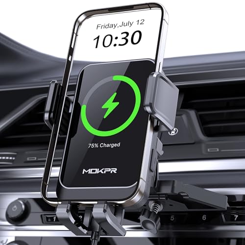 Wireless Car Charger, MOKPR 15W Fast Charging Auto Clamping CD Slot Air Vent Car Phone Holder with LED Light Car Charger for iPhone 16/15/14/13/12 Pro Max Plus, Samsung S23/S22/S21,etc - style: CD Slot Mount