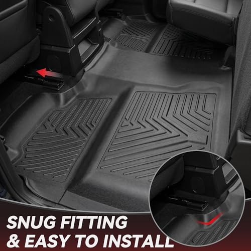 YITAMOTOR Floor Mats for 2014-2018 Silverado/Sierra 1500, 2015-2019 2500HD 3500HD, Crew Cab w/Bench Seat Carpet Floor, Custom Fit All Weather TPE Rubber Liners, Chevy Silverado GMC Sierra Accessories - style: 14-18 1500 & 15-19 2500HD 3500HD Silverado/Sie