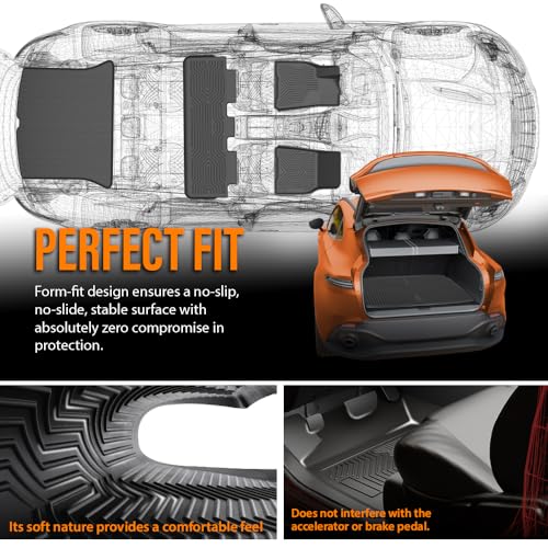 G-PLUS Model Y Floor Mats Cargo Liner Fit for 2020 2021 2022 2023 2024 Tesla Model Y 5-Seat (NOT for 7-SEAT) TPE Custom Fit All Weather Full Cover Protection Car Mats Accessories Black 6PCS - size: 2020-2024|Fit Tesla Model Y|6PCS