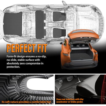 G-PLUS Floor Mats & Cargo Liner Compatible with Tesla Model Y 2020 2021 2022 2023 2024 5-SEAT (NOT for 7-SEAT) TPE All Weather Custom Fit Cargo Trunk Backrest Liners 1st & 2nd & 3rd Row,9PCS Black - size: 2020-2024|Fit Tesla Model Y|9PCS