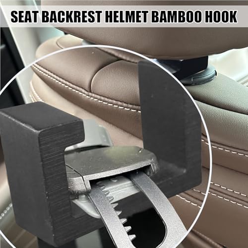 Hard Hat Holder for Truck Seat Bamboo Hard Hat Hook for Seatback, Headrest Hooks for Car, Portable Hard Hat Hanger, Holds Hard Hat and Vest with Ease (1)
