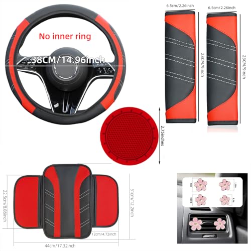 10PCS Car Interior Accessories Sets,Steering Wheel Cover, Seat Belt Cover Pads, Center Console Cover,Cup Holder Coasters,Air Vent Decorative Clip(Purple) - color: Purple