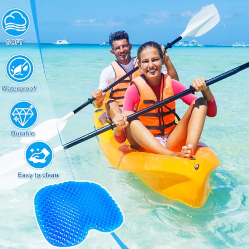 Anti Slip Kayak Seat Cushion-Thick Breathable Comfortable Waterproof-Gel U Shape Seats Pad with Non-Slip Cover, Lifetime Kayak Seat for Sit in Inflatable Kayaks Canoe Boat Accessories, 2 Pcs