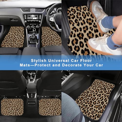 Automotive Floor Mats 5 Pcs, Universal Car Floor Mats, Leopard Print Cargo Liner, Car Accessory for SUVs/Sedan/Wagons, Durable Protective Mat, Trunk Liner for Families/Travel Enthusiasts - style: Bundle 5
