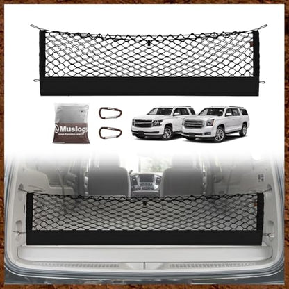 Truck Bed Cargo Net Trunk Netting Compatible with 2015-2020 Chevy Suburban | GMC Yukon XL Accessories, Pickup Cargo Organizer SUV Sedan Storage Net w/Heavy Duty Carabiners - style: 2015-2020 Suburban & Yukon XL