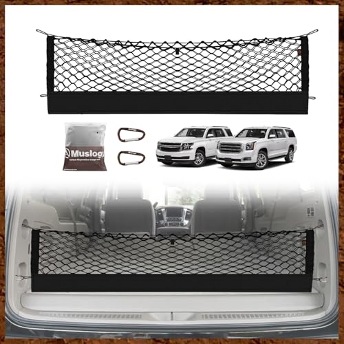 Truck Bed Cargo Net Trunk Netting Compatible with 2015-2020 Chevy Suburban | GMC Yukon XL Accessories, Pickup Cargo Organizer SUV Sedan Storage Net w/Heavy Duty Carabiners - style: 2015-2020 Suburban & Yukon XL