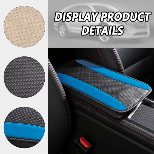 IHOTDER Stylish Car Center Console Cover,PU Leather Car Armrest Cover Prevent Scratches on Center Console,Universal Car Armrest Cushion Car Accessories Interior for Car SUV Truck (Blue) - color: Blue
