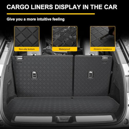 Cargo Mat & Backrest Mat Fit for 2022-2026 Infiniti QX60 - Leather Trunk Liner Back Seat Cover Protector - All Weather Protection PU Leather Cargo Liner and Backrest Mat QX60 Accessories - color: Infiniti QX60 Cargo Backrest Mat-B