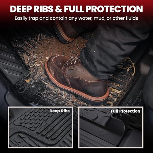 LASFIT Floor Mats for 2019-2024 Dodge Ram 1500 Quad Cab Without 2nd Row Under Seat Storage, Fit for Bench Seat & Carpet Flooring, All Weather TPE Custom Fit Car Mats Floor Liners 1st & 2nd Row, Black - style: 2) 1500 2013-2018 /1500 Classic 2019-2024 | Qu