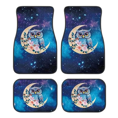 Moon Owl Blue Galaxy Automotive Floor Mats Front and Rear Car Mat Carpet Set 4 Pcs Fit for SUV,Vans,sedans,Trucks - color: Moon Owl Blue Galaxy