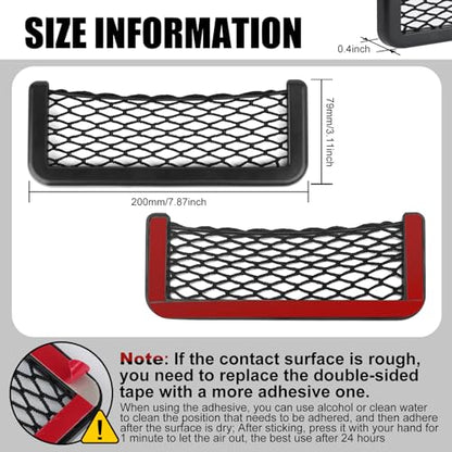 ABS Plastic Frame Automotive Cargo Nets Car Net Pocket Phone Car Mesh Net Holder RV Storage Boat Cargo Pocket Organizer Framed Mesh Net Pocket with Screws for Auto RV Net(2, 8 x 3.1 Inch) - size: 8 x 3.1 Inch