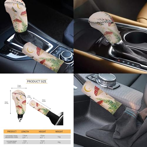 Mushroom Car Seat Cover Set for Front and Rear Cute Auto Interior Accessories Steering Wheel Covers Set Armrest Pad Headrest Covers Handbrake Gear Cover Cup Holder Universal Fit - color: Mushroom