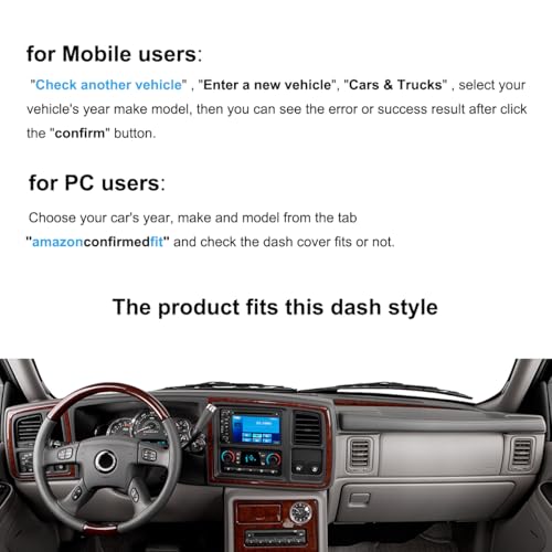 Dash Cover Mat Custom Fit for Cadillac Escalade Dashboard Pad Cap Carpet Protector K274 (Black) - color: Black