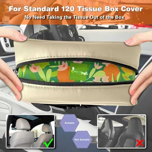 Witaxima Large Car Tissue Holder for 120 Standard Tissues, Premium PU Leather Tissue Holder in Car Backseat Rectangular, Napkin Holder for Car Fits for Kleenex Tissues Box Daily Use Black (2, Beige)