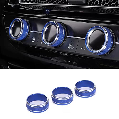Custom Interior Accessories 3PCS for Honda CR-V CRV 2023 2024 Center Console Aluminum Alloy Air Conditioner Switch Covers AC Vent Knob Decoration Trim Ring(Blue) - color: bright blue