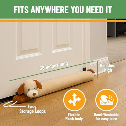 Evelots Under Door Cat & Dog Draft Stopper - Weighted - 2 Pack - Keep Cold Air Out - Odor, Noise, Dust, Wind Blocker - Great for Windows - 38 Inch Long - Heavy Duty Kitty and Puppy - Hanging Loops - size: 2-Pack, style: Cat & Dog Draft Stopper